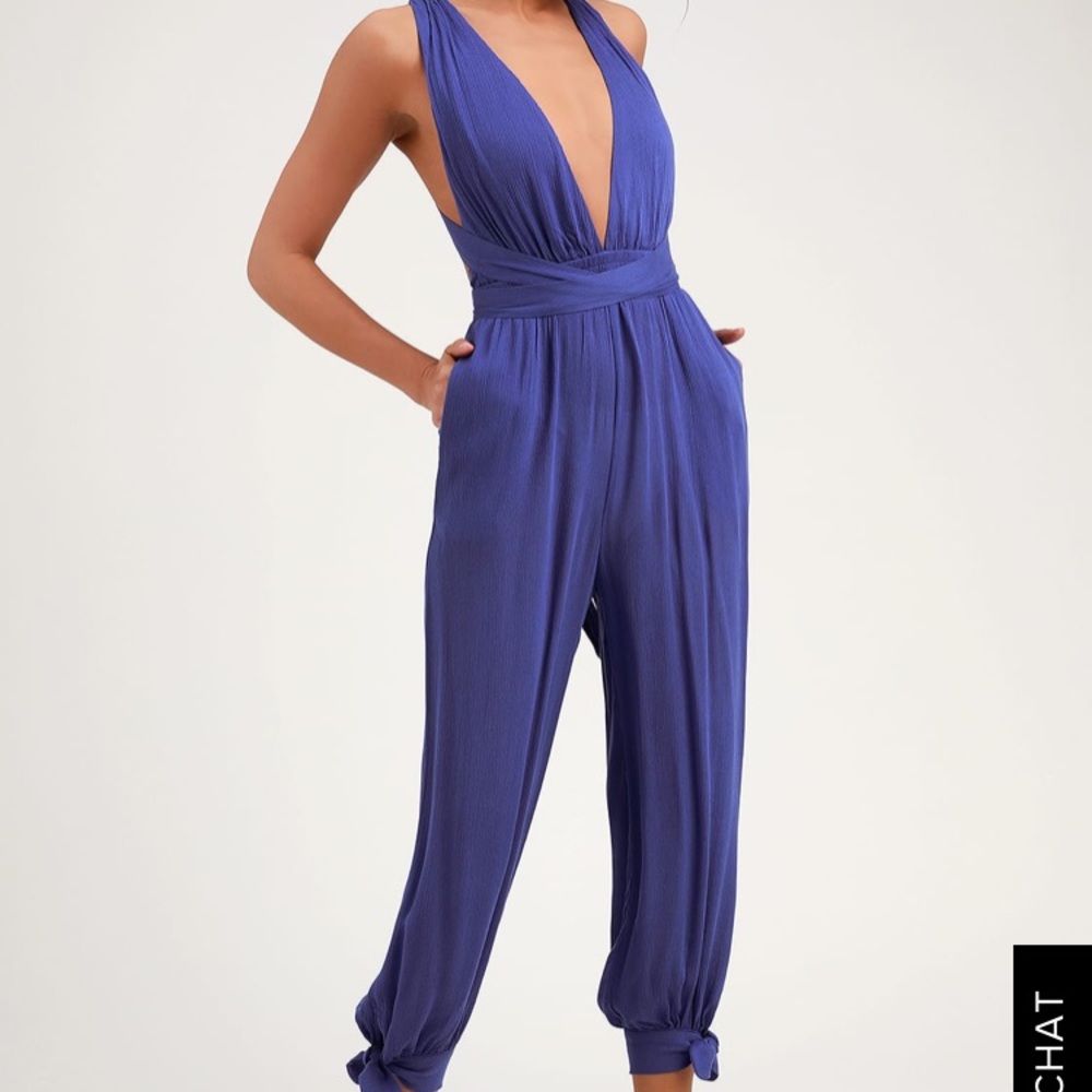 NEW Lulu’s halter jumpsuit. Black and white
